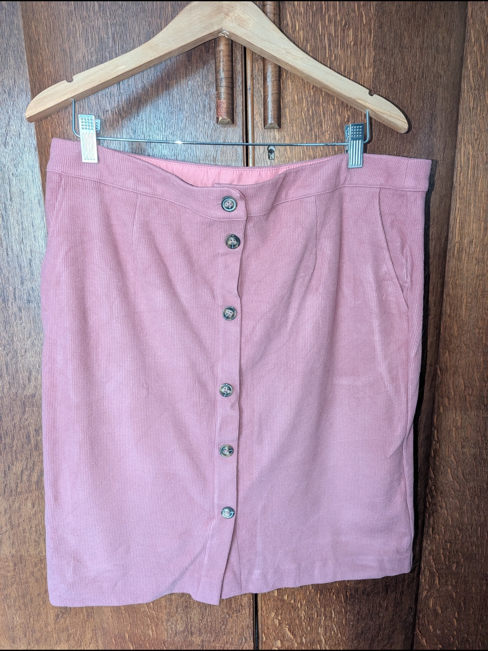 Women's Button-Front Rose Pink Skirt